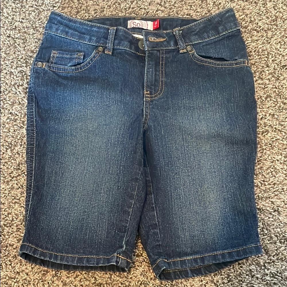 SO Kids' Dark Blue Denim Capri Shorts